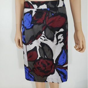 Trina Turk Floral Print Silk Blend Pencil Skirt Size 8